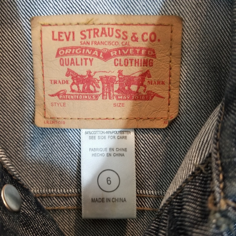 Unisex Levi's Denim Jean Trucker Jacket Size 6 - Picture 4 of 6
